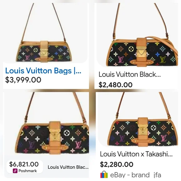 RARE Louis Vuitton Black Multicolor Monogram Shirley Clutch Shoulder Bag - Picture 3 of 16